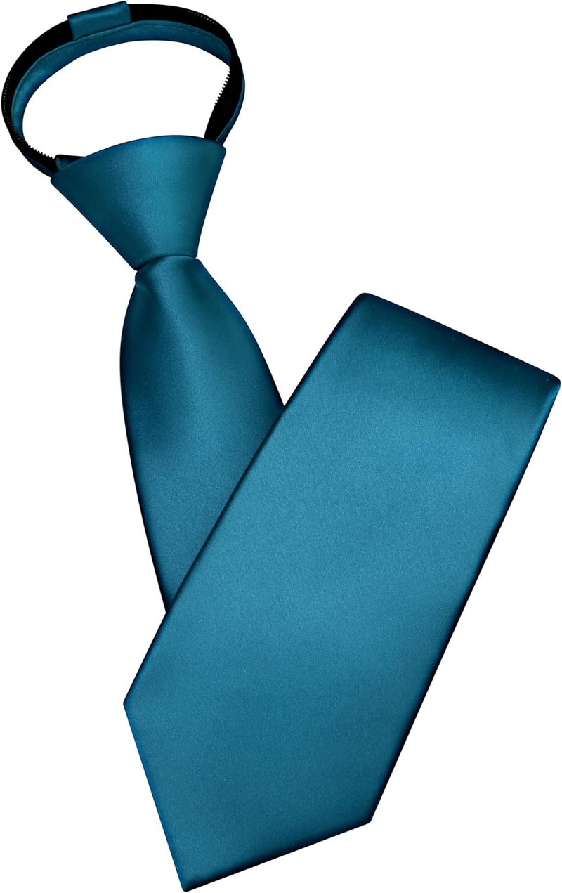 Branduce 3.15"（8cm） Mens Solid Satin Tie Pre-tied Adjustable Zipper Necktie for Business and Wedding - Image 1